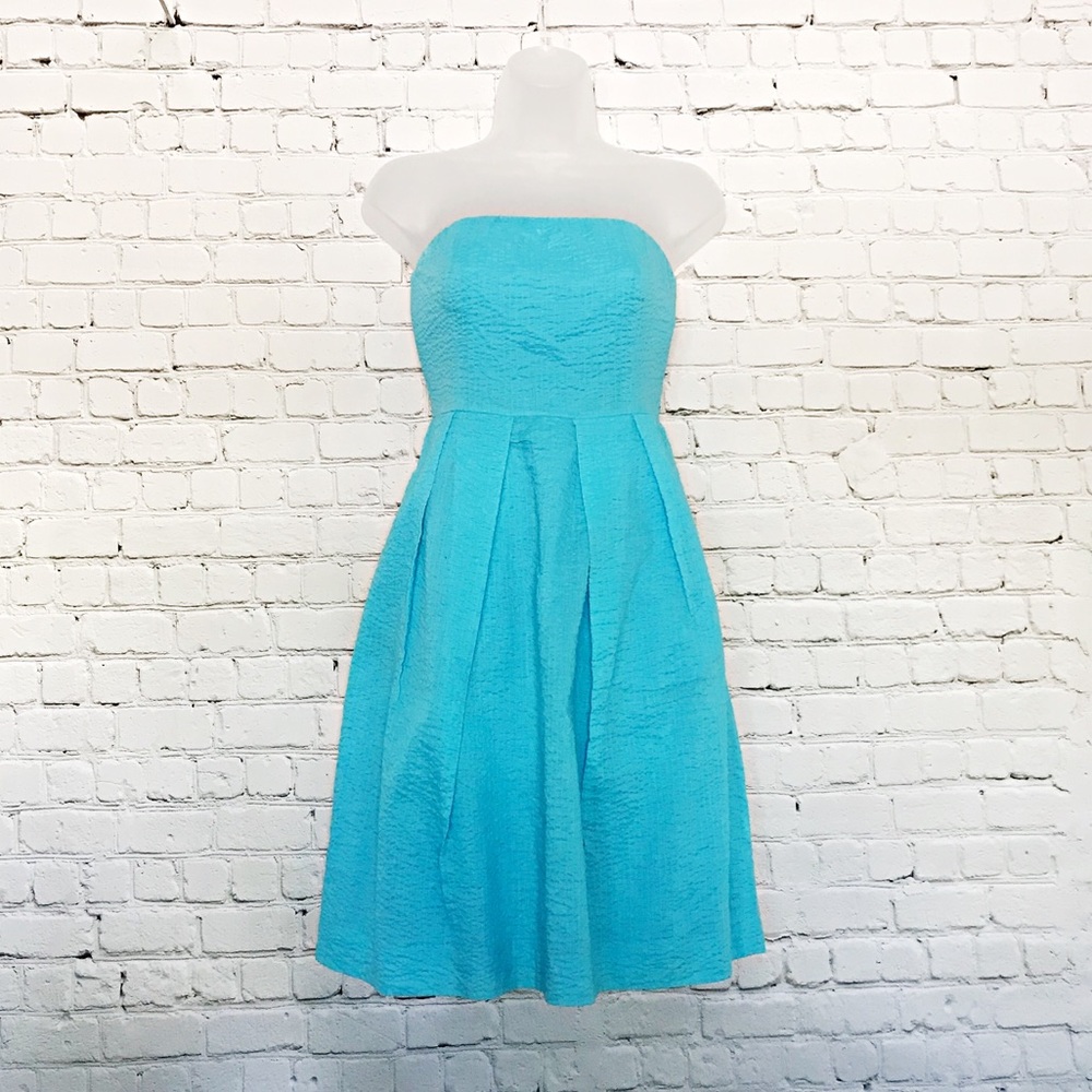 J. Crew Seersucker strapless dress